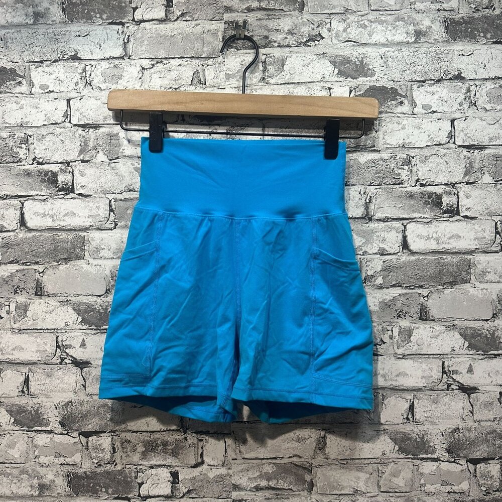 EUC Buffbunny Collection Rosa High Waisted 3" Shorts Size Small (Blue)